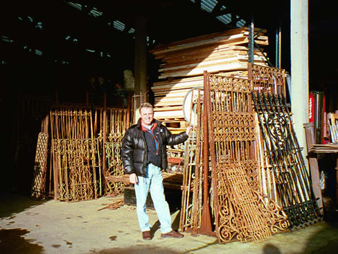 Harry with some of the wrought iron fencing he sells