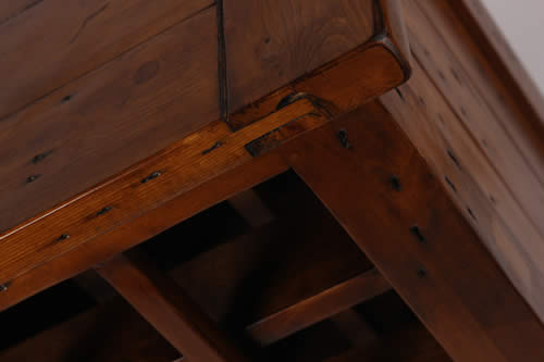 Detail of Reclaimed Wood 1-Drawer 1-Door Wine Rack