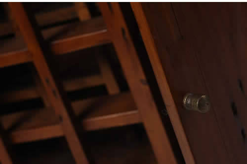 Detail of Reclaimed Wood 1-Drawer 1-Door Wine Rack