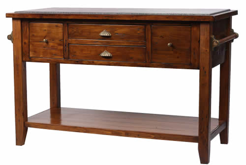 Salvaged Wood 4-Drawer Large Granite Top Kitchen Table