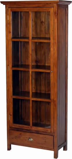Salvaged Wood  1 - Clear Glass Door 1 - Drawer Cabinet