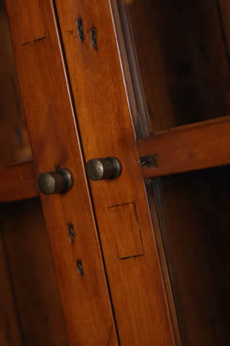 Detail of Reclaimed Wood 2 Door 2 Drawer Buffet and Hutch with clear glass